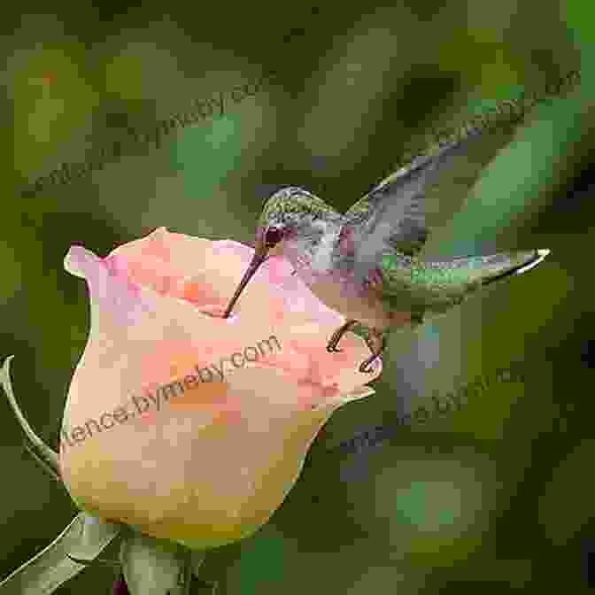 A Cartoon Illustration Of A Tiny Hummingbird Sipping Nectar From A Flower. Bird Lovers Colorful Cartoon Illustrations