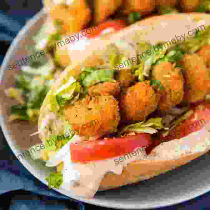 A Classic New Orleans Po'boy Sandwich Filled With Fried Shrimp, Lettuce, Tomatoes, And Pickles The Southern Po Boy Cookbook: Mouthwatering Sandwich Recipes From The Heart Of New Orleans