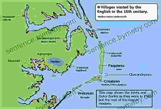 A Map Of Roanoke Island, North Carolina, Showing The Location Of The Lost Colony. A Kingdom Strange: The Brief And Tragic History Of The Lost Colony Of Roanoke