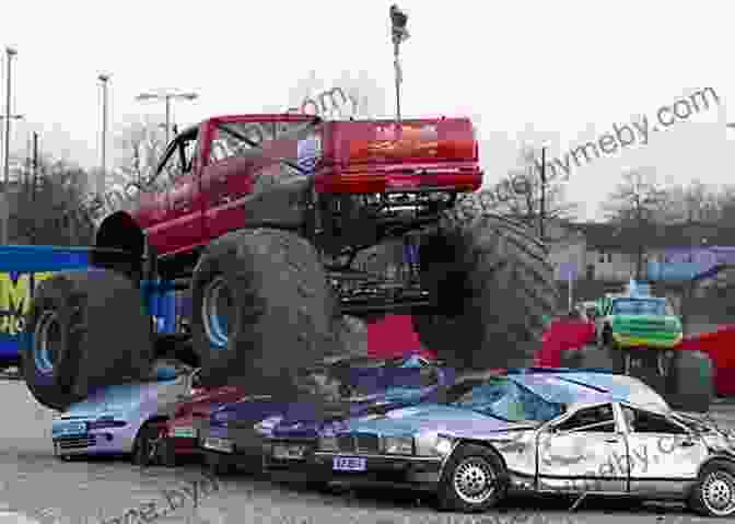 A Monster Truck Soaring Over A Pile Of Crushed Cars. Monster Trucks (Step Into Reading)