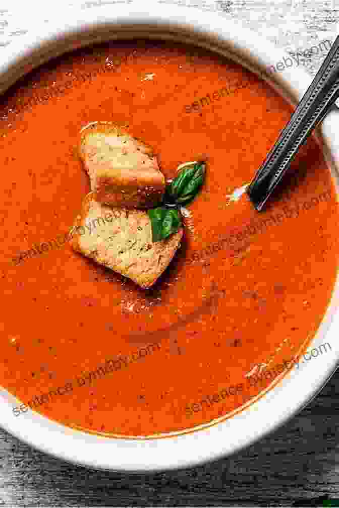 A Velvety Smooth Tomato Bisque With A Vibrant Red Hue, Garnished With Fresh Basil And A Drizzle Of Olive Oil. Favorite Cake Mix Recipes Southern Soup Jockeys