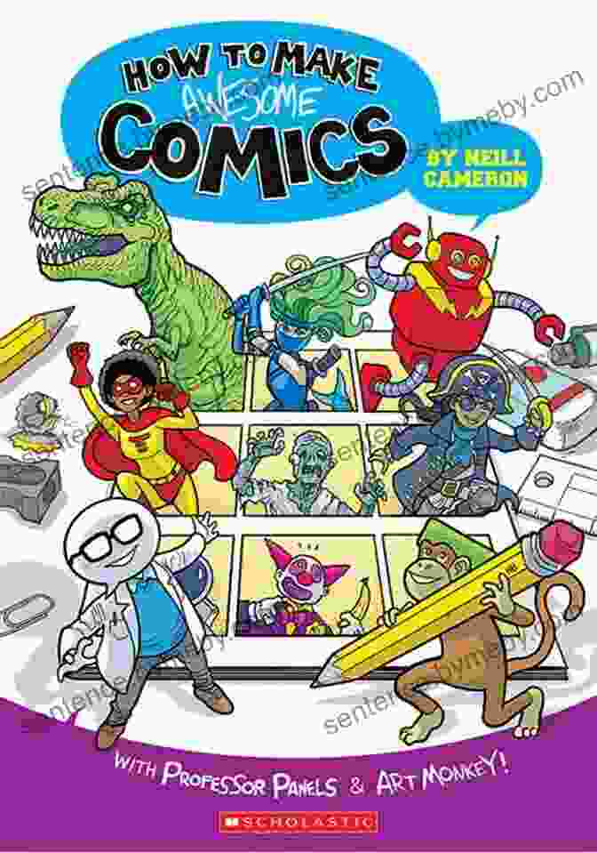 Cover Of Draw Your Own Awesome Comics Book Featuring Two Cartoon Characters Drawing On A Comic Book Page Blank Comic : Draw Your Own Awesome Comics 180 Pages Of Cool Fun