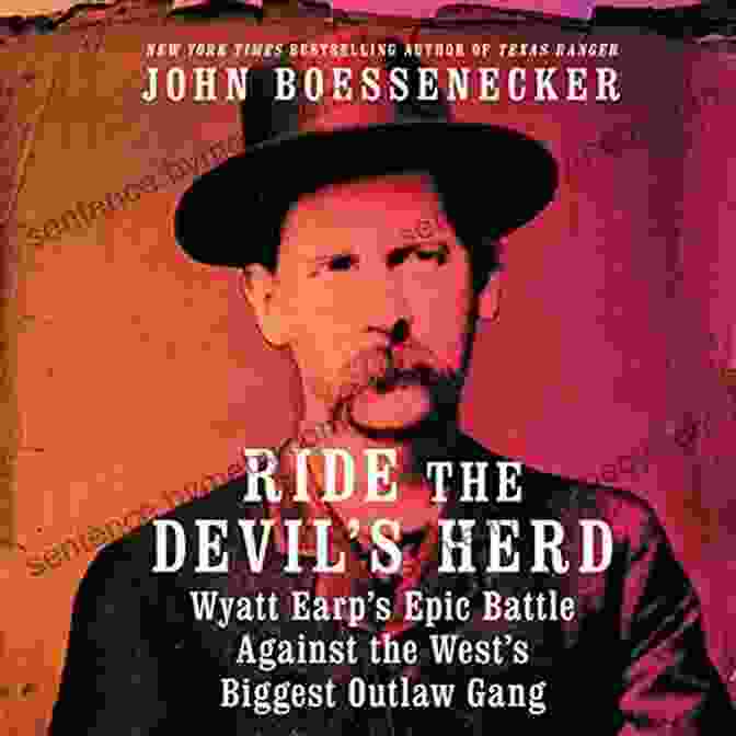 Ride The Devil Herd Book Cover: A Lone Cowboy On Horseback, Silhouetted Against A Fiery Sunset, Mustangs Galloping Behind Him Ride The Devil S Herd: Wyatt Earp S Epic Battle Against The West S Biggest Outlaw Gang